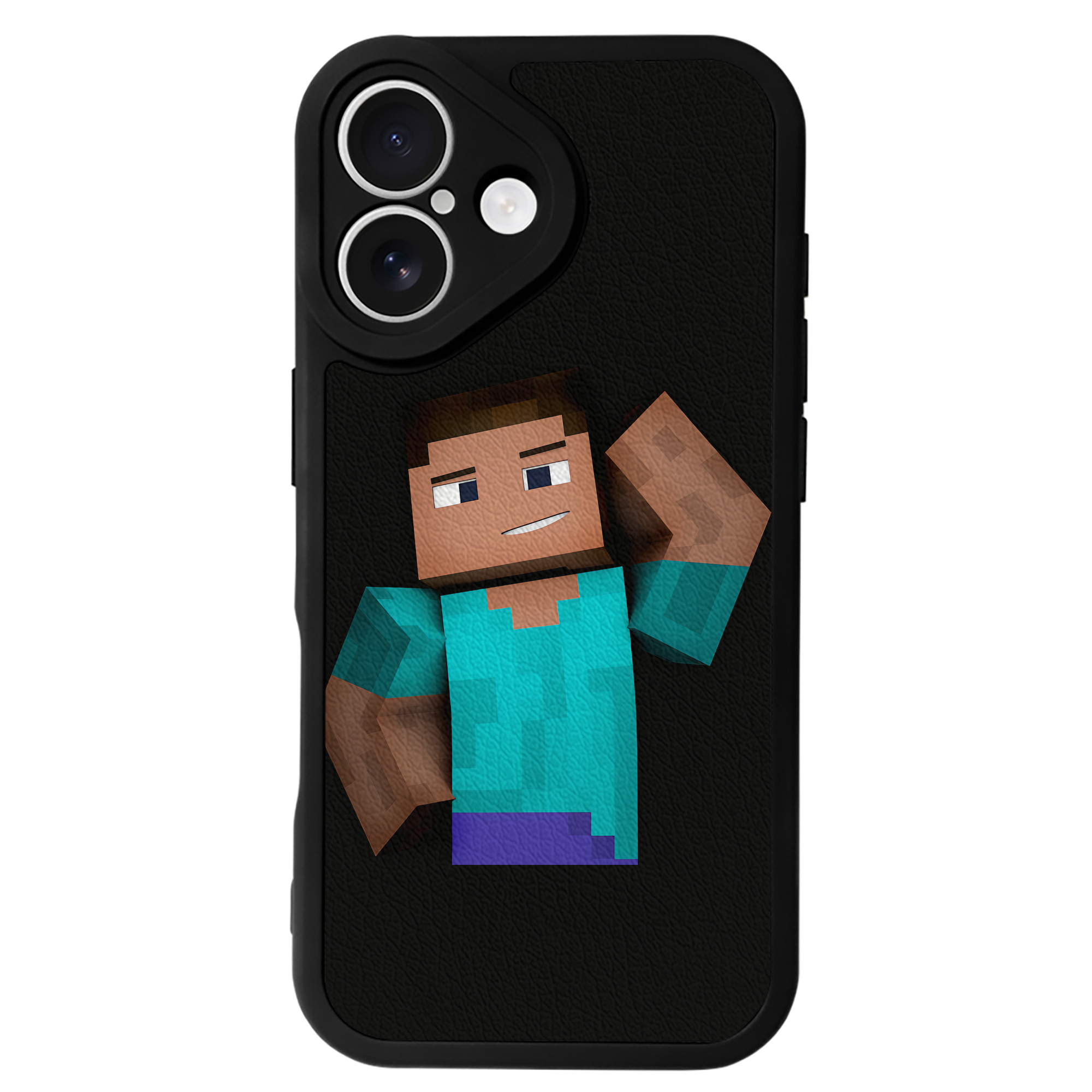 （画像用） マインクラフト ブロックの世界 Minecraft MC Block world 【iPhone 16シリーズ対応】シリコンスマホケース（レザー調） 材質：シリコン